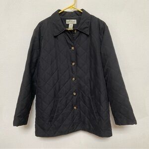 Orvis Black Quilted Button Up Barn Coat Size Large Fall Winter Basic Warm Layer